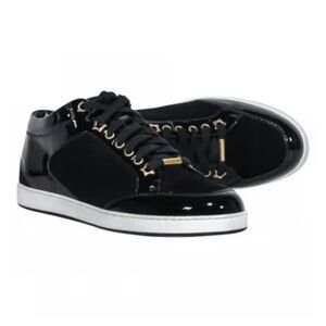 Jimmy Choo Miami Sneakers Suede Patent Black Size 40.5 (US 10.5)